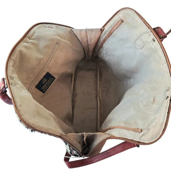 Tangaroa By Terrida Leopard Print Bag with Orange Accents. - Picture 7 of 16